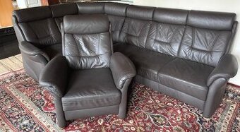 Rohová kožená sedačka s křeslem,5444