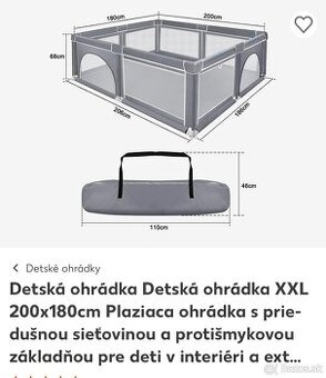 Predam Detskú ohrádku XXL 200x180cm + bazeniks gulickami zda