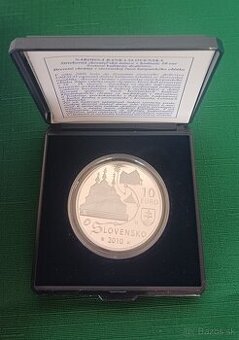 Strieborná pamätná minca 10EUR,2010,Drevené kostolíky,proo