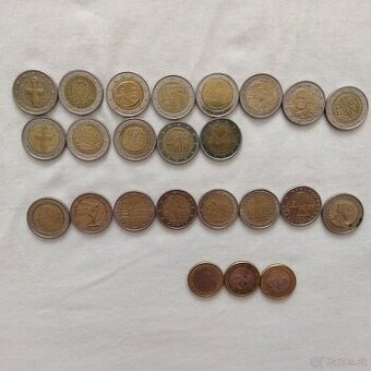 stare koruny a 2 eurovky a stara minca