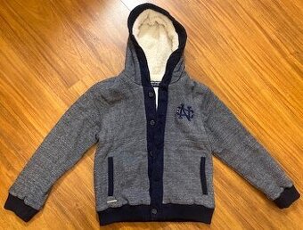 Modrá zateplená bunda s kapucňou 12 rokov, 152 cm