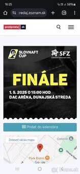 2x lístok na finále slovnaft cup