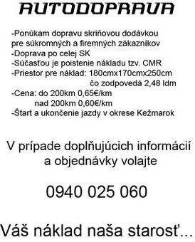 Preprava dodávkou.