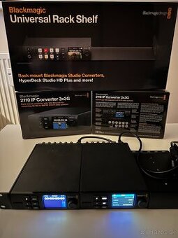 2x Blackmagic 2110 IP Converter 3x3G a Universal Rack Shelf