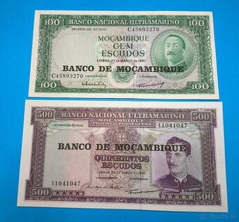 Bankovky MOZAMBIK - 100, 500 Escudos 1961 (1976)