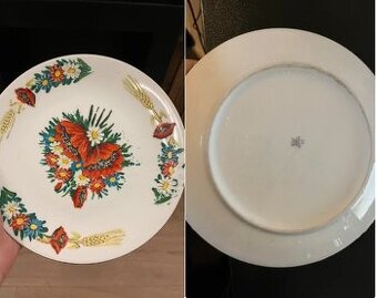 Krasny malovany porcelan. plytky tanier