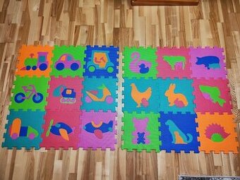 Penová podložka puzzle zvieratá + dopravné prostriedky