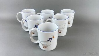 6x Hrnček s husou, porcelán Moritz Zdelauer
