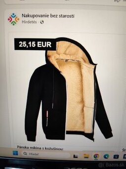 NOVá teplá pánska mikina s kapucnou XL