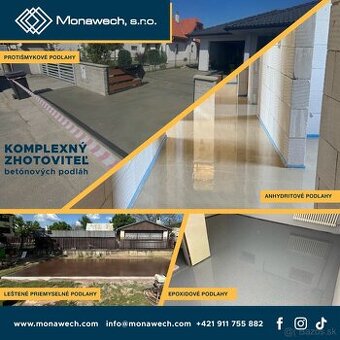 Priemyselne podlahy, leštený beton, potery,