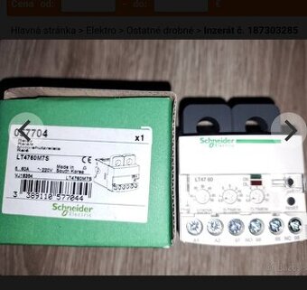 Elektrické nadprúdové relé Schneider Electric LT4760M7S