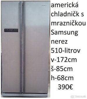 predám americkú chladničku s mrazničkou Samsung-nerez