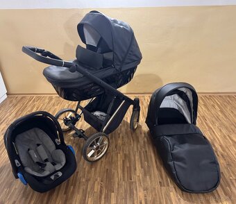 Štýlový čierny kočík Kunert – trojkombinácia