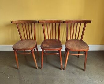 3 retro celodrevené stoličky