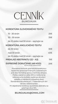 Korektúra záverečných prác + preklady