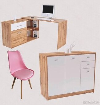Komoda + rohovy pisaci stol + stolicka