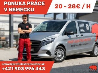 Pracovná ponuka: ELEKTRIKÁR – NEMECKO (živnosť, 20–28 €/h)