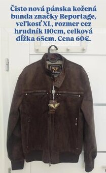 Nová pánska kožená bunda značky Reportage, veľkosť XL