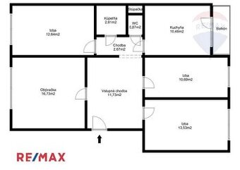 REZERVOVANÉ 4 - izbový byt ( 84 m2) -Zapotôčky - pôvodný s