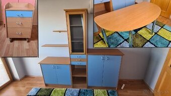 Detská nábytková zostava + posteľ + stolíky