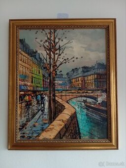 Jedinečný francuzsky obraz - olejomaľba 60x50