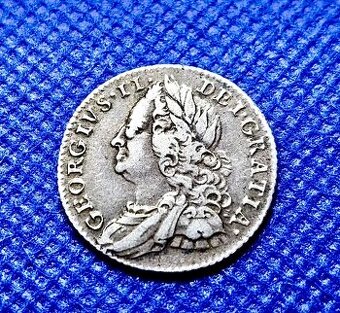 Strieborná minca 1757 Sixpence - Juraj II. (George II) - TOP