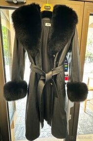 Kožený kabát s pravou kožušinou - 1