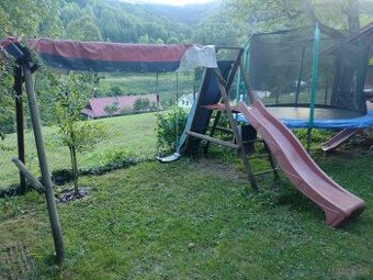 Detská záhradná hojdačka so smyklavkou