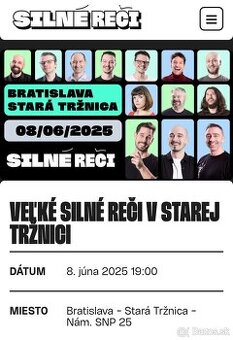 Silné reči vstupenky