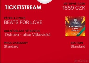 Predam vstupenku BEATS FOR LOVE