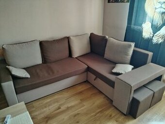 Sedačka L + taburetky