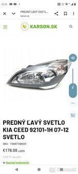 PREDNÝ ĽAVÝ SVETLOMET KIA CEED 92101-1H 07-12