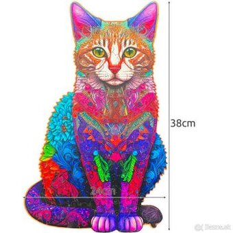 Drevené puzzle mačka