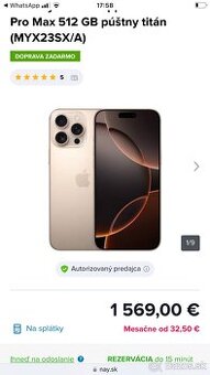 Apple iPhone 16 Pro Max 512 GB púštny titán