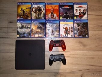 PS4 Slim 500GB, 2x dualshock plus 10 hier