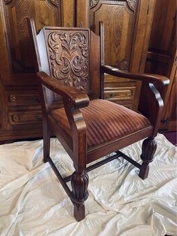 Kreslo, bazar, drevo, textília, v 98, s 55, h 48 cm,