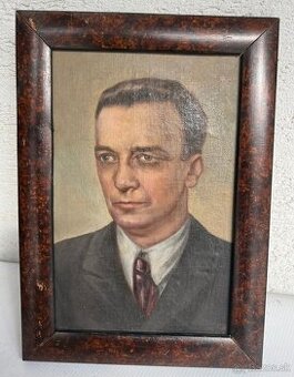 Rucne malovany original stary obrazok muza