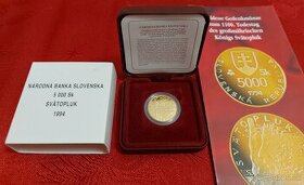 Zlatá pamätná minca 5000 Sk 1994 - Svätopluk - 1100. výročie