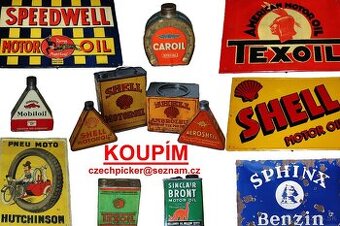 Plechovky od oleje a Cedule