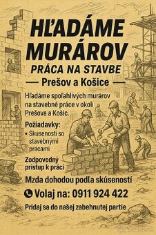 HĽADÁM ĽUDÍ NA PRÁCE VŠETKÉHO DRUHU