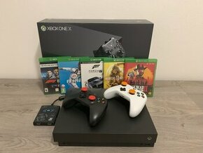 Xbox One X 1TB + 2x ovládač + Hama Speedshot + hry