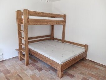 masívna posteľ - JASEŇ - poschodová