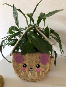 ————-Malá detská slamená kabelka psík, 4 E———-