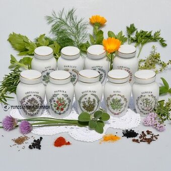 Vintage porcelánové koreničky - Nové korenie, zázvor, ...