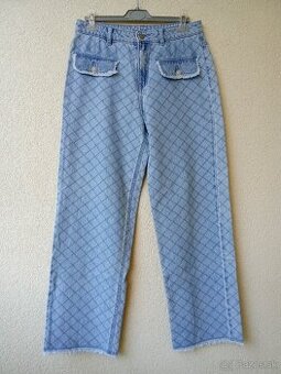 Dlhé široké džínsy s prešívaným efektom Tenezis