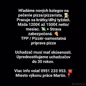 Pizzerista/ Príprava iba pizze