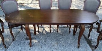 Masivny rozkladací stôl+6 ks stoliček