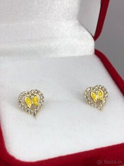 detské zlaté náušnice s kamienkami 14kt