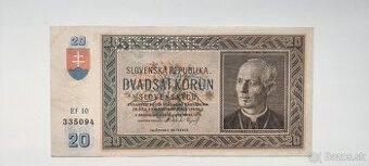 Bankovky Slovenský štát 20Ks Hlinka