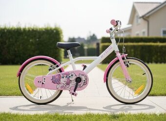 Dievčenský bicykel BTWIN 16" Docto Girl – košík, stojan